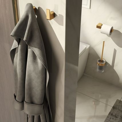 Gedy - Scopino WC da parete PIRENEI vetro satinato/oro