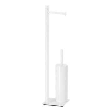 Gedy - Scopino WC da terra con portarotolo TRILLY bianco opaco