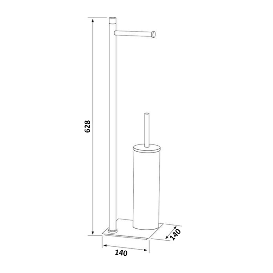 Gedy - Scopino WC da terra con portarotolo TRILLY bianco opaco