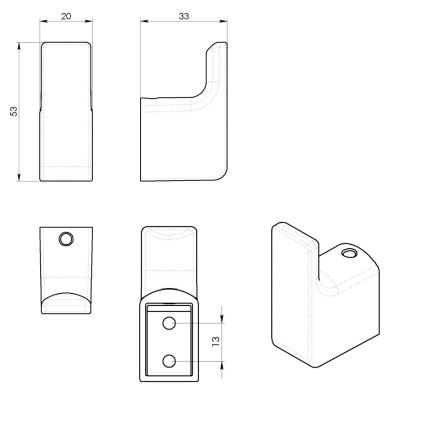 Gedy - Set da 2 ganci a parete PIRENEI, bianco opaco