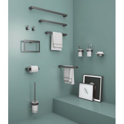 Gedy - Set da 2 ganci da parete PIRENEI, grigio metallizzato