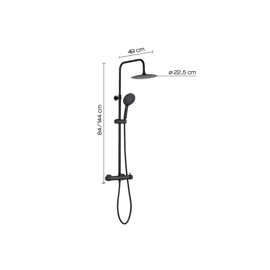 Gedy - Set doccia con miscelatore STAR PLUS nero opaco