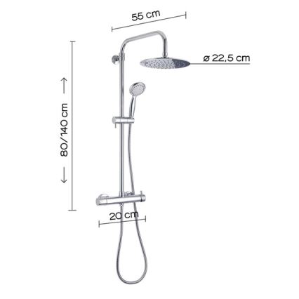 Gedy - Set doccia STAR PLUS con miscelatore, finitura cromo lucido