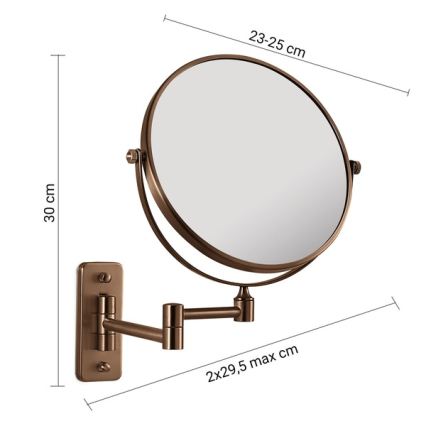 Gedy - Specchio cosmetico da parete GAIA, finitura bronzata