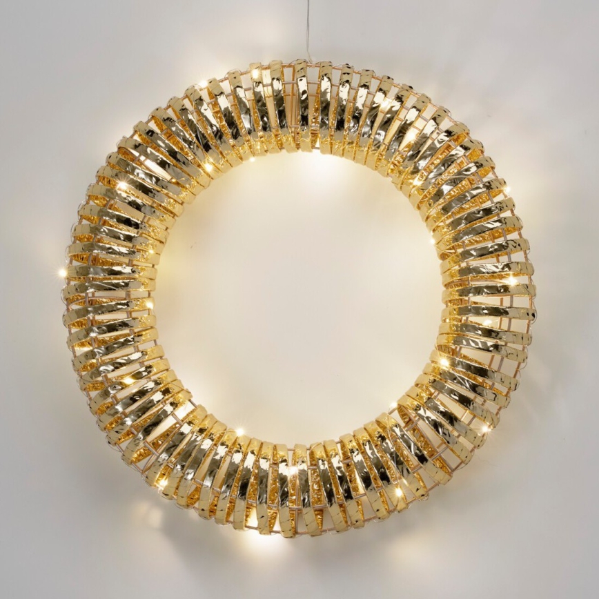 Ghirlanda di Natale a LED 30xLED/3xAA Ø 40 cm bianco caldo ghirlanda/oro