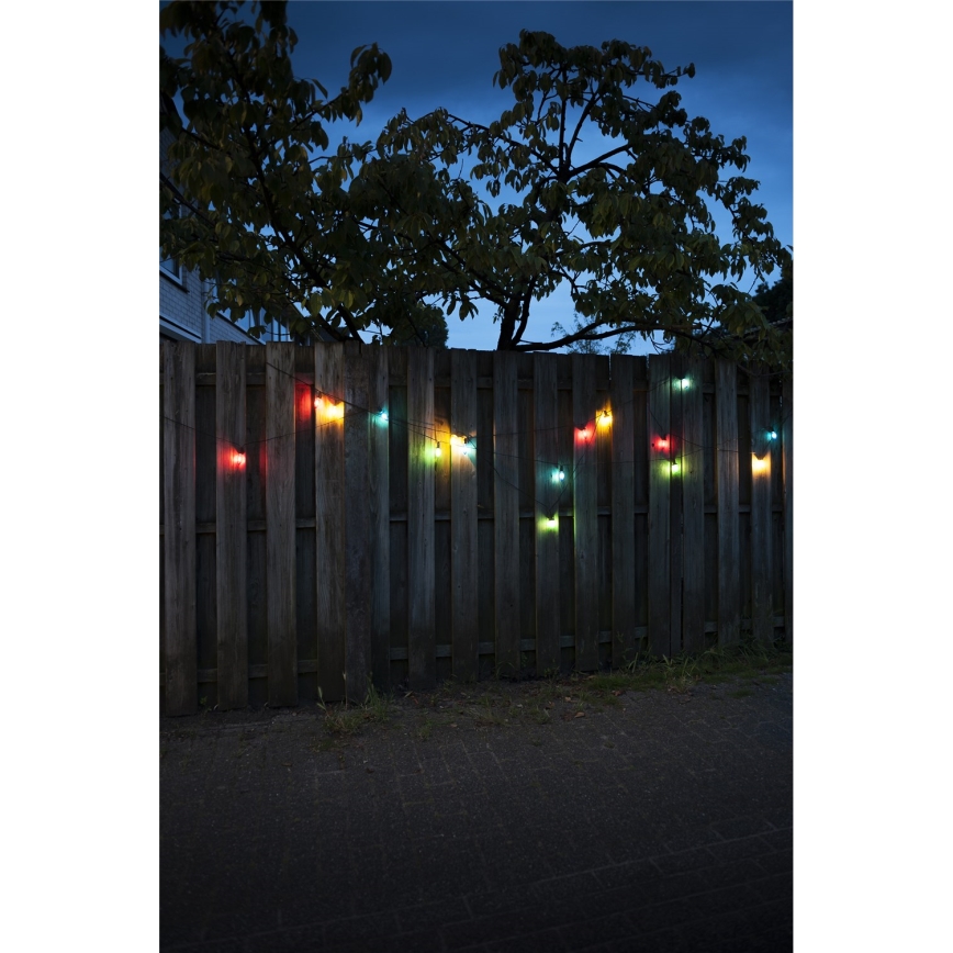 Ghirlanda LED da esterno CONE FILAMENT 20xE10, 19 m, colorata/bianco caldo, IP44, Prodotto nell'UE