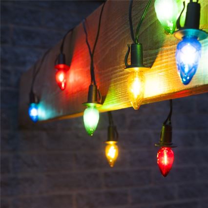 Girlanda LED esterna aggiuntiva CONE FILAMENT 20xE10 14m colorata/bianco caldo IP44, Prodotto nell'UE