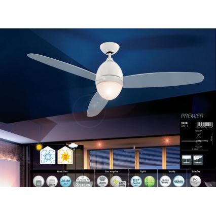 GLOBO 0300 - Ventilatore da soffitto PREMIER 2xE27/40W/230V