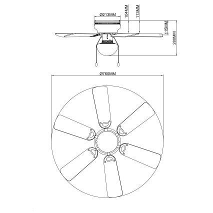 Globo - Ventilatore da soffitto 1xE27/60W/230V