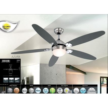 GLOBO 0308 - Ventilatore da soffitto AZURA 1xE14/60W/230V