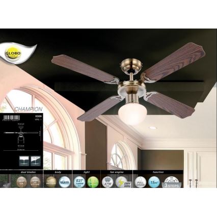 Globo - Ventilatore da soffitto 1xE27/60W/230V