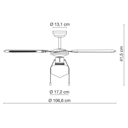 Globo - Ventilatore da soffitto 1xE27/60W/230V