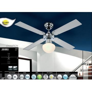 Globo - Ventilatore da soffitto 1xE27/60W/230V