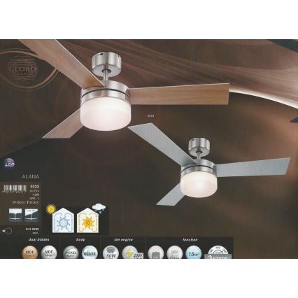 Globo - Ventilatore da soffitto 2xE14/40W/230V