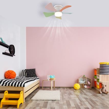 Globo - Ventilatore da soffitto dimmerabile con LED, 10W, 230V, 3000–6500K, multicolore + telecomando