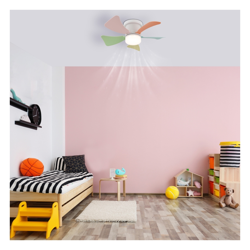 Globo - Ventilatore da soffitto dimmerabile con LED, 10W, 230V, 3000–6500K, multicolore + telecomando