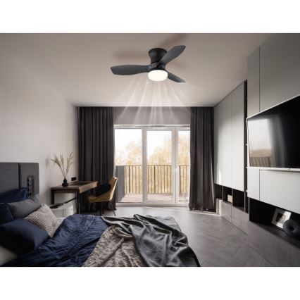 Globo - Ventilatore da soffitto dimmerabile a LED/15W/230V 2700-6500K nero + telecomando