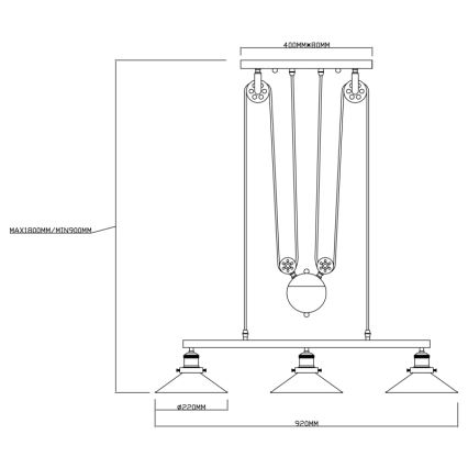 Globo - Lampadario a sospensione con filo 3xE27/60W/230V