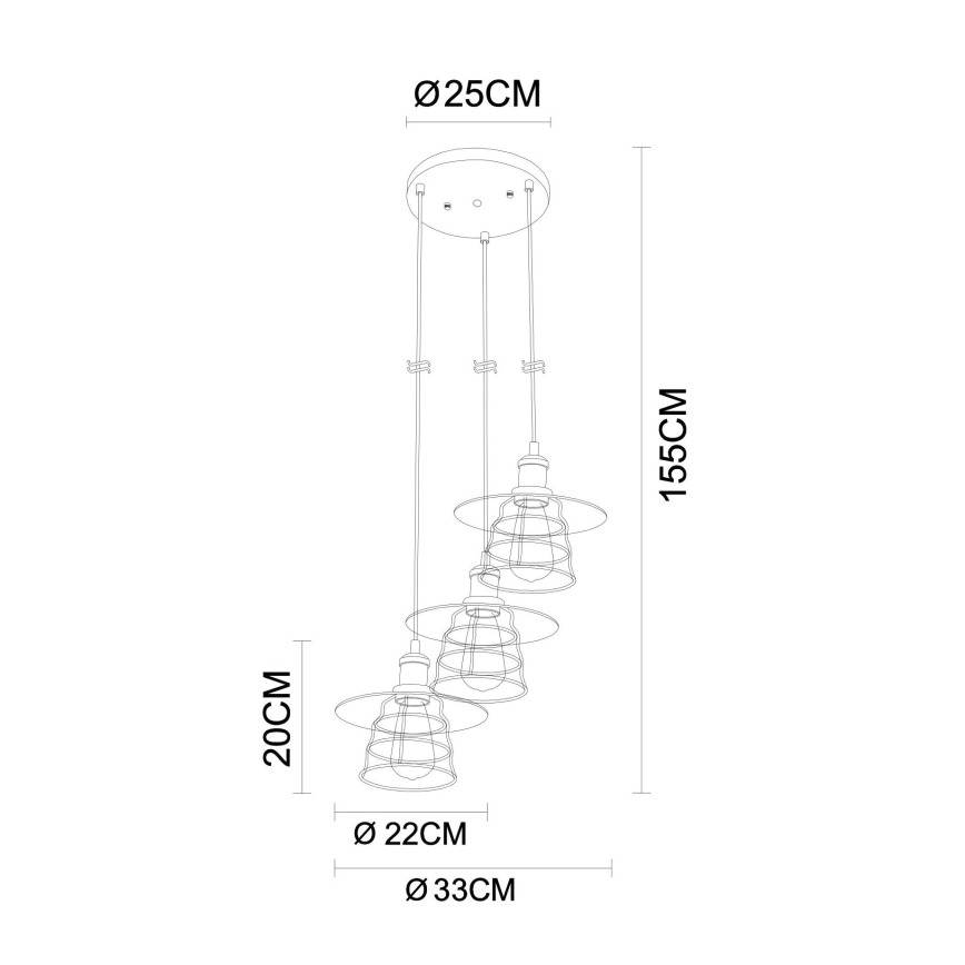 Globo - Lampadario a sospensione con filo 3xE27/60W/230V