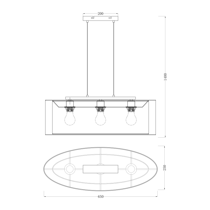 Globo - Lampadario a sospensione con filo 3xE27/60W/230V