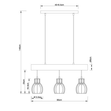 Globo - Lampadario su filo 3xE27/60W/230V