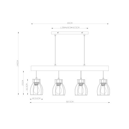 Globo - Lampadario a sospensione con filo 4xE27/40W/230V