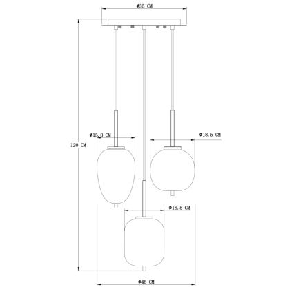 Globo - Lampadario a sospensione con filo 3xE14/40W/230V