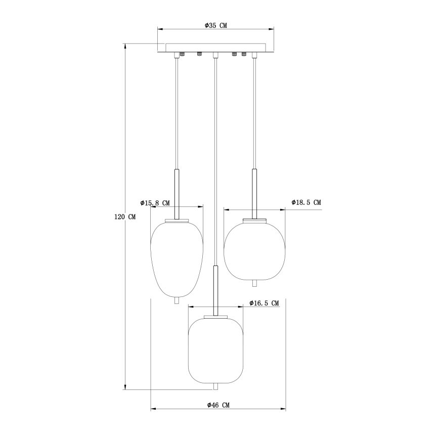 Globo - Lampadario a sospensione con filo 3xE14/40W/230V
