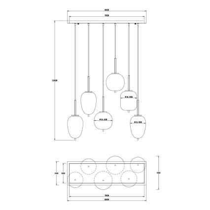 Globo - Lampadario a sospensione con filo 6xE14/40W/230V nero