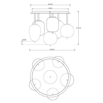 Globo - Lampadario a plafone 6xE14/40W/230V nero