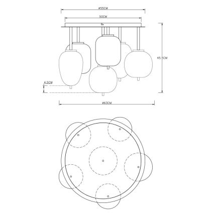 Globo - Lampadario a plafone 6xE14/40W/230V ottone