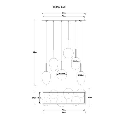 Globo - Lampadario a sospensione con filo 6xE14/40W/230V cromo lucido