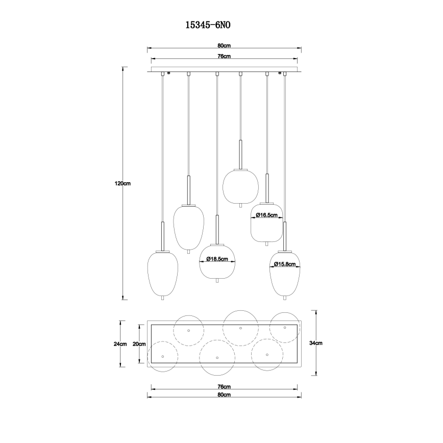 Globo - Lampadario a sospensione con filo 6xE14/40W/230V cromo lucido