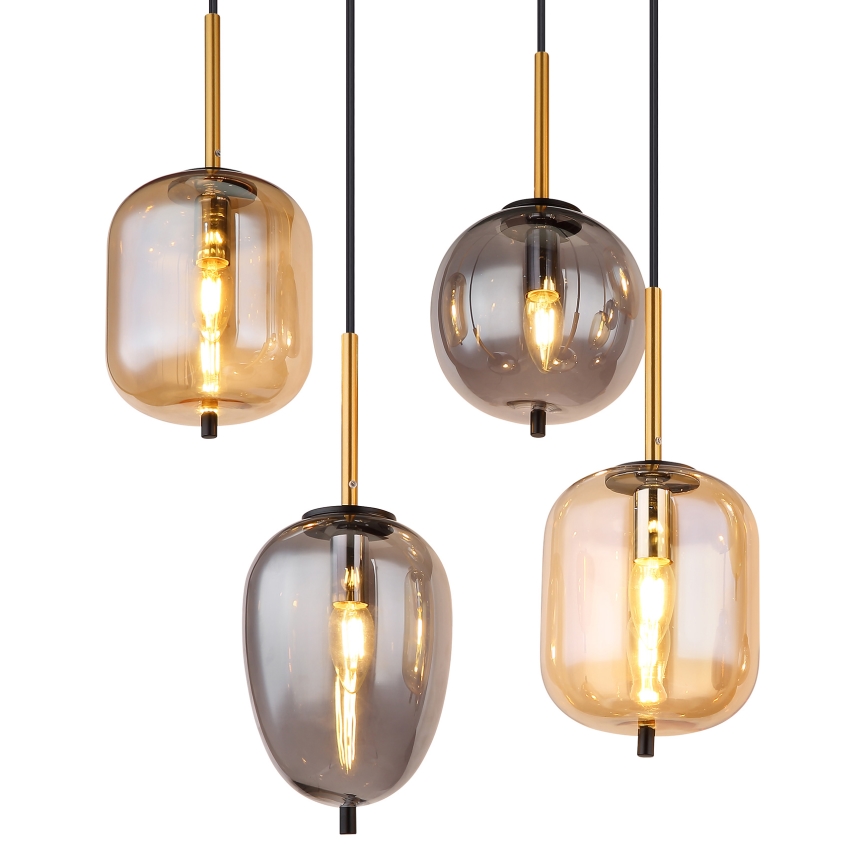 Globo - Lampadario a sospensione con filo 8xE14/40W/230V ottone