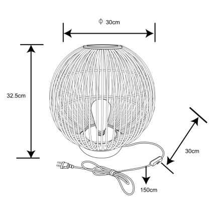 Globo - Lampada da tavolo 1xE27/60W230V bambù