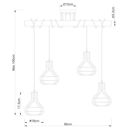 Globo - Lampadario su filo 4xE27/60W/230V