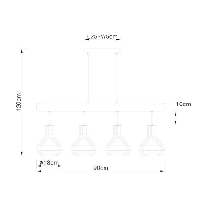 Globo - Lampadario a sospensione con filo 4xE27/60W/230V