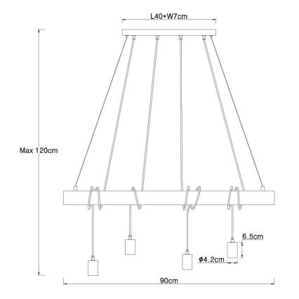 Globo - Lampadario su filo 4xE27/60W/230V