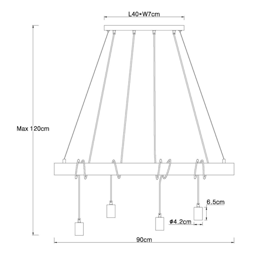 Globo - Lampadario su filo 4xE27/60W/230V