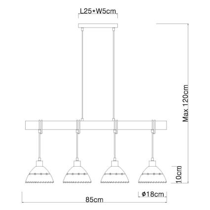 Globo - Lampadario su filo 4xE27/60W/230V