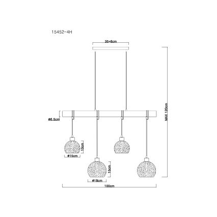 Globo - Lampadario a sospensione con filo 4xE27/40W/230V