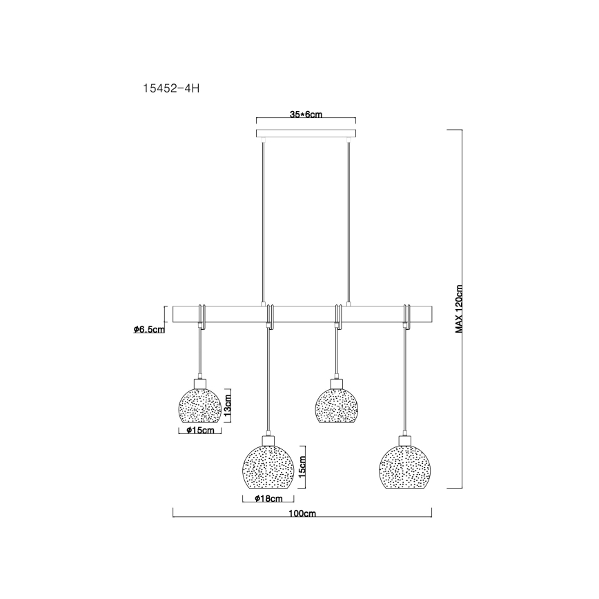 Globo - Lampadario a sospensione con filo 4xE27/40W/230V