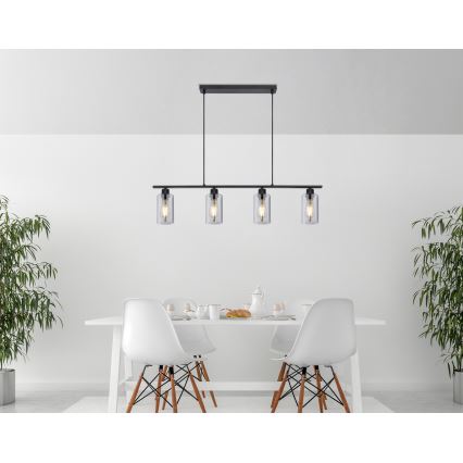 Globo - Lampadario a sospensione con filo 4xE27/60W/230V nero