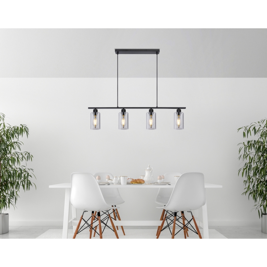Globo - Lampadario a sospensione con filo 4xE27/60W/230V nero