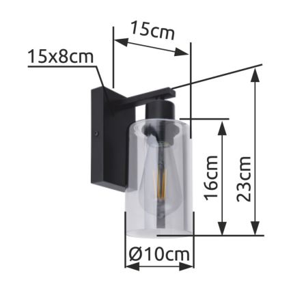 Globo - Applique 1xE27/60W/230V nero