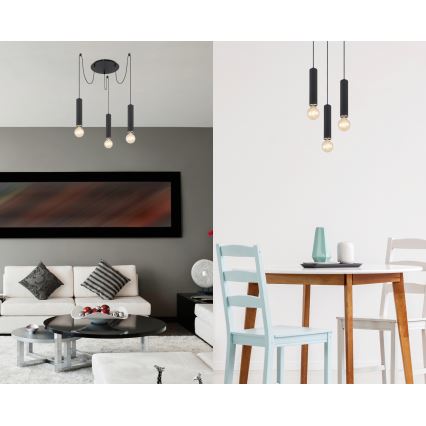 Globo - Lampadario a sospensione con filo 3xE27/60W/230V legno nero