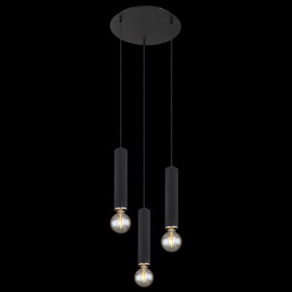 Globo - Lampadario a sospensione con filo 3xE27/60W/230V legno nero