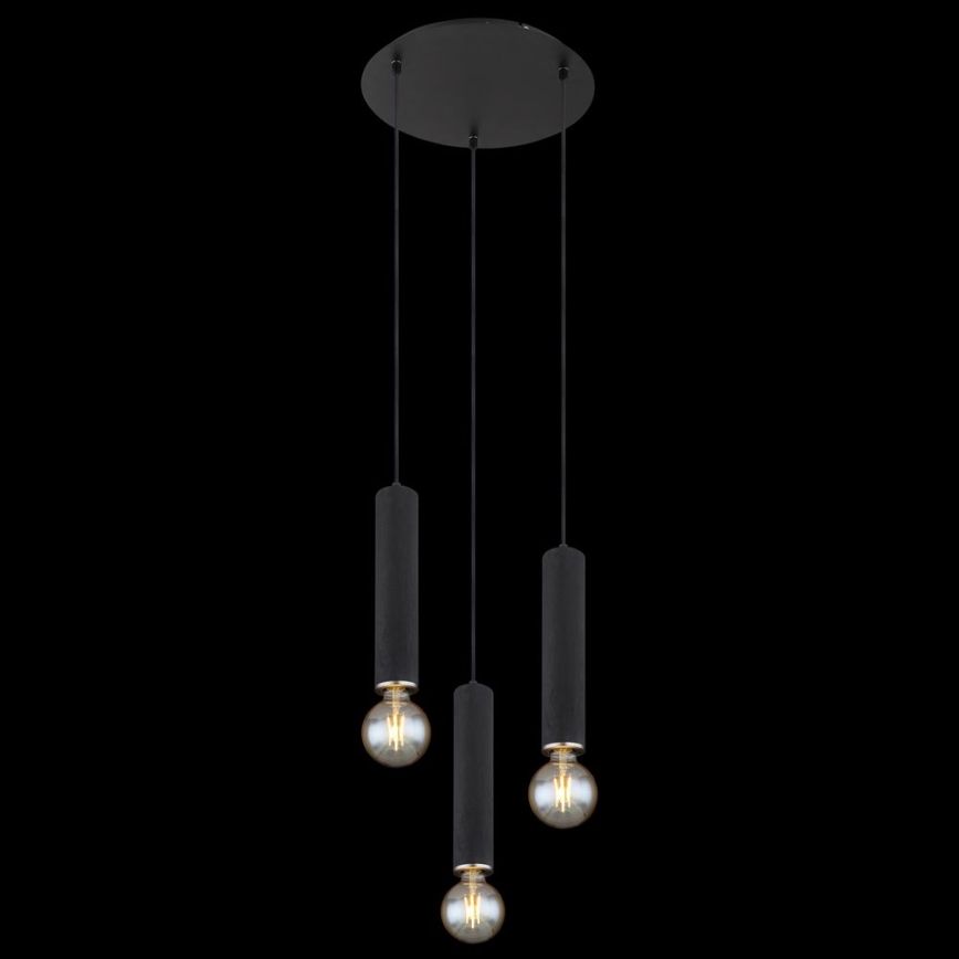 Globo - Lampadario a sospensione con filo 3xE27/60W/230V legno nero