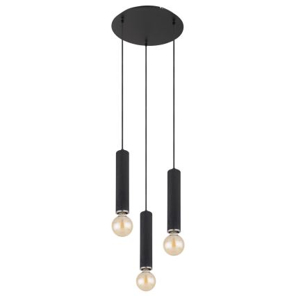 Globo - Lampadario a sospensione con filo 3xE27/60W/230V legno nero