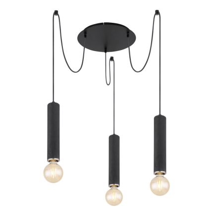 Globo - Lampadario a sospensione con filo 3xE27/60W/230V legno nero